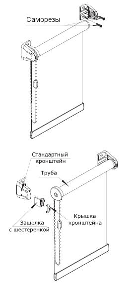 Монтаж открытых рольштор